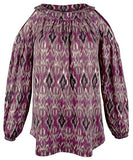 Ralph Lauren Women's Plus Size Printed Cold Shoulder Blouse Top