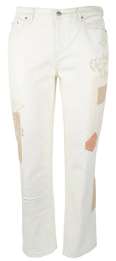 Lauren Ralph Lauren Women's Plus Beaded Patchwork Relaxed Jeans Pants