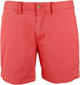 Men's Stretch Straight Fit 6 Inch Flat Front Chino Shorts Red 36