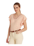 Lauren Ralph Lauren Women's Petite Flutter Sleeve Jersey Top (Pale Pink,...