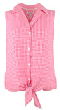 Tommy Bahama Women's Gingham Way Linen Sleeveless Camp Shirt Lt Rose