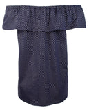 Women's Off-The-Shoulders Flounce Top-I-S True Navy
