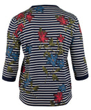 Lauren Ralph Lauren Women's Plus Striped Floral Print Top NM 1X
