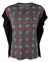 Michael Kors Women's Nui Tile Matte Jersey Rib Trim Top TB XS