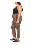 Michael Kors Women's Plus Size Cheetah Print Stretch Twill Pants