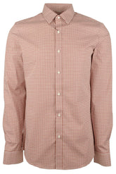 Men's Trim Fit Mini Check Long Sleeves Shirt-HO-X-Large