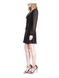 Michael Kors Women's Swiss Dot Wrap Long Sleeve Sheer Dress
