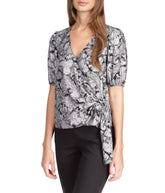 Michael Kors Women's Foil Paisley Faux Wrap Top Blouse