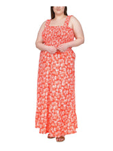 Michael Kors Women's Plus Size Smocked Strap Sleeveless Maxi Dress