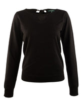 Women's Keyhole Tie-Back Sweater-B-XL Black