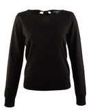 Women's Keyhole Tie-Back Sweater-B-XL Black