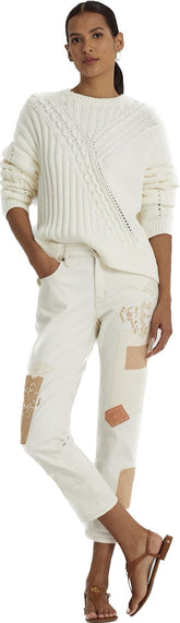Lauren Ralph Lauren Women's Plus Beaded Patchwork Relaxed Jeans Pants