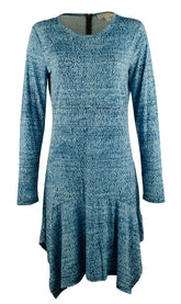 Michael Kors Women's Plus Size Long Sleeve Printed Drop Waist Dress