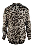 Michael Kors Women's Animal Print Zipper Pocket Blouse BW XX Small