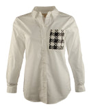 Michael Kors Women's Plus Size Sequin Pocket Button Down Long Sleeve Top W 2X