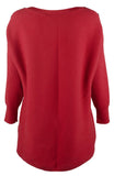 Women's Plus Boat Neck Knit Sweater-R-2X Red