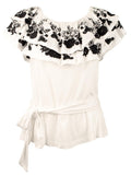 Lauren Ralph Lauren Women's Embroidered Jersey Off The Shoulder Blouse Top