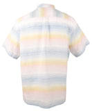 Camisa Tommy Bahama de manga corta con rayas de sarape de lino color arena para hombre, talla mediana