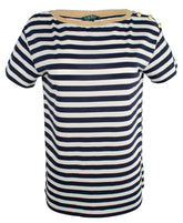 Lauren Ralph Lauren Women's Stripe Button Shoulder T Shirt