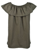 MICHAEL Michael Kors Womens Off Shoulder Flounce Top Ivy LG