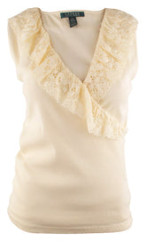 Lauren Ralph Lauren Women's Ruffled Lace Knit Top