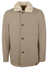 Michael Kors Men's Faux Shearling Collar Wool Blend Jacket
