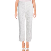 Women's Lace Straight Fit Scalloped Ankle Pants Wht 12