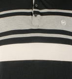 Men's Long Sleve Striped Polo Shirt Blk X-Large