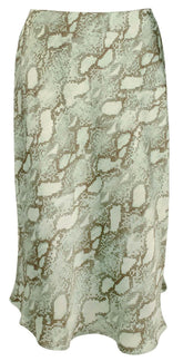 Ralph Lauren Women's Satin Snakeskin Print A-line Skirt 6 Turquoise Multi