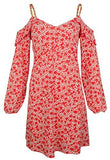 Michael Kors Women's Lydia Floral Print Cold Shoulder Chain Strap Dress WOrg XS
