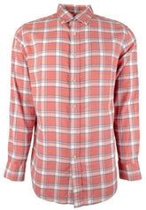 Southern Tide Men's Hemp Blend Headland Bayfront Plaid Sport Shirt Large Mineral Red