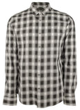 Michael Kors Men's Slim Fit Plaid Print Long Sleeves Shirt BLK Large