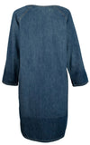 Customer Return Lauren Ralph Lauren Women's Lace-Up Denim Cotton Shift Dress-CW-S