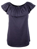 Women's Off-The-Shoulders Flounce Top-I-S True Navy