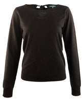 Women's Keyhole Tie-Back Sweater-B-M Black