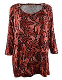 Michael Kors Women's Plus 3/4 Raglan Sleeve Python print Top Shirt HC 0X