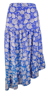 Women's Plus Size Asymmetrical Paisley Tiered Maxi Skirt-DA-2X