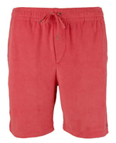 Men's Terry Drawstring Shorts-Red-L