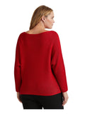 Lauren Ralph Lauren Women’s Dolman Sleeve Boatneck Sweater Lipstick Red Lurex