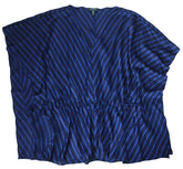 Ralph Lauren Women's Batwing Sleeve Stripe V neck Tunic Top Navy Blue Small