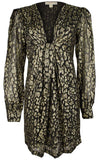 Michael Kors Women's Metallic Leopard Jacquard Mini Dress Black Gold