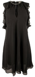 Michael Kors Women's Chain Trim Keyhole Neckline Halter Dress Blk X Small