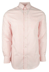 Men's Plaid Button Down Long Sleeve Shirt Shell Pink Small