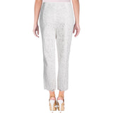 Women's Lace Straight Fit Scalloped Ankle Pants Wht 12