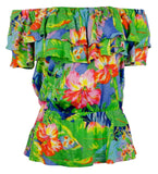 Lauren Ralph Lauren Women's Floral Jersey Off The Shoulder Blouse Top