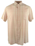 Tommy Bahama Plaidopuerto Silk Camp Short Sleeve Shirt (Small, White Peach)