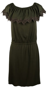 Michael Kors Women's Lace Trimmed Off Shoulder Dress