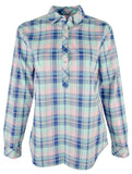Camisa de cuadros de manga larga para mujer, talla mediana