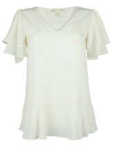 Michael Kors Women's Ruffle Rhinestone Top-RW-XS Bone