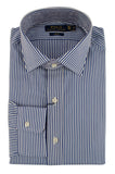 Polo Ralph Lauren Men's Slim Fit Striped Poplin Dress Shirt, Neck 17.5" (44cm), Blue/White